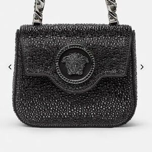 Versace Black Crystal Embellished Shoulder Bag